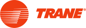 The Trane logo features a distinctive red circle with horizontal lines, symbolizing innovation and reliability, next to the bold red company name. Learn more about us through this emblem of excellence in climate solutions.