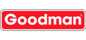 About us: A red rectangular logo with bold white text proudly displays "Goodman.