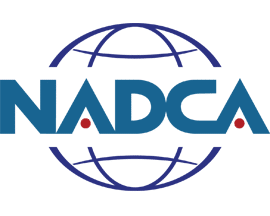 NADCA logo featuring blue text over a globe outline with two red dots.